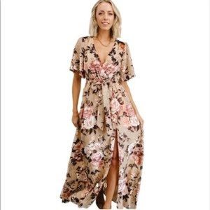 Baltic Born Uma Velvet Maxi Dress in Floral Shimmer